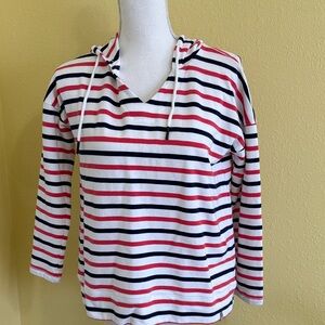 Talbots Navy and Red Striped Knit Top